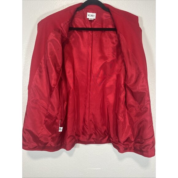Vintage Koret Red Wool Blazer Womens 16 Lined Jacket Made in Korea Classic Retro - Picture 4 of 11